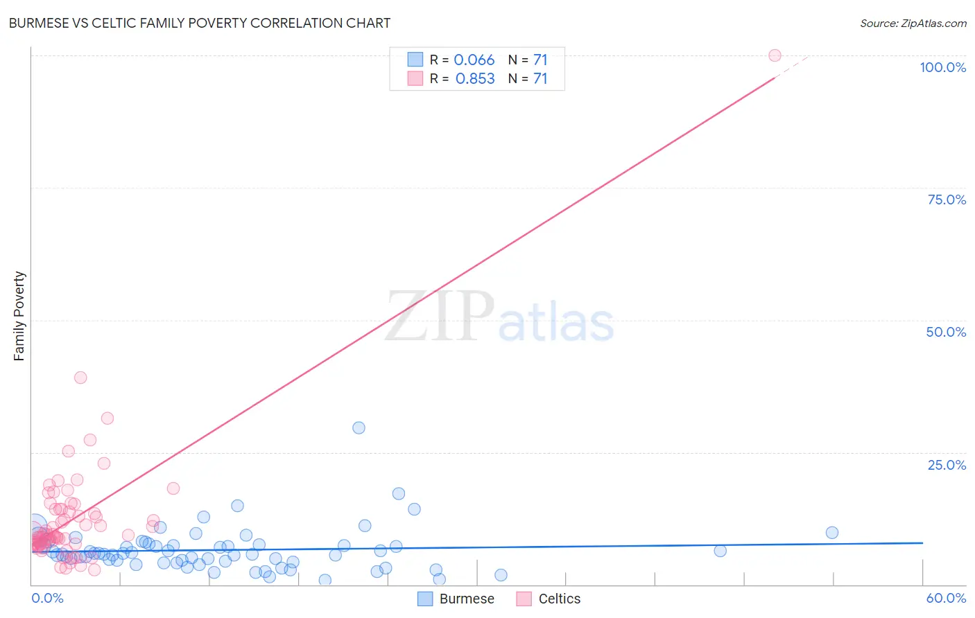 Burmese vs Celtic Family Poverty