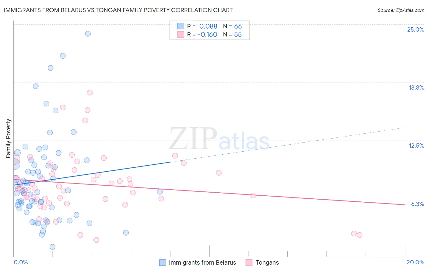 Immigrants from Belarus vs Tongan Family Poverty
