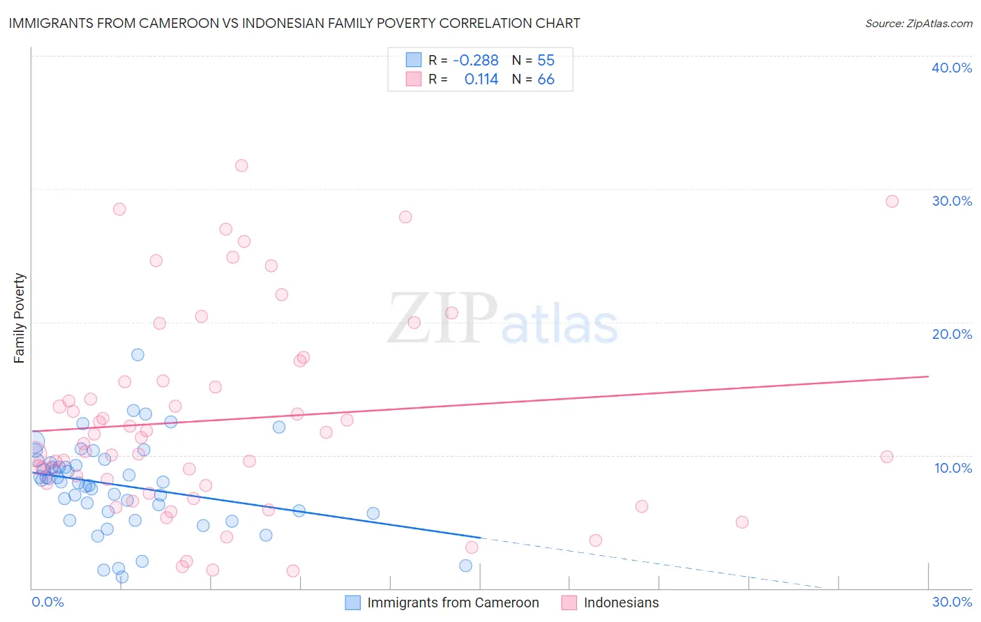 Immigrants from Cameroon vs Indonesian Family Poverty