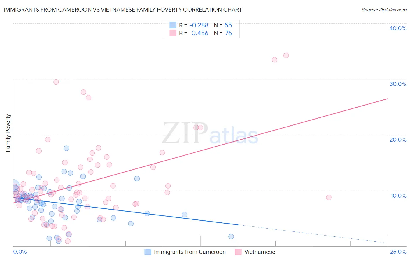 Immigrants from Cameroon vs Vietnamese Family Poverty