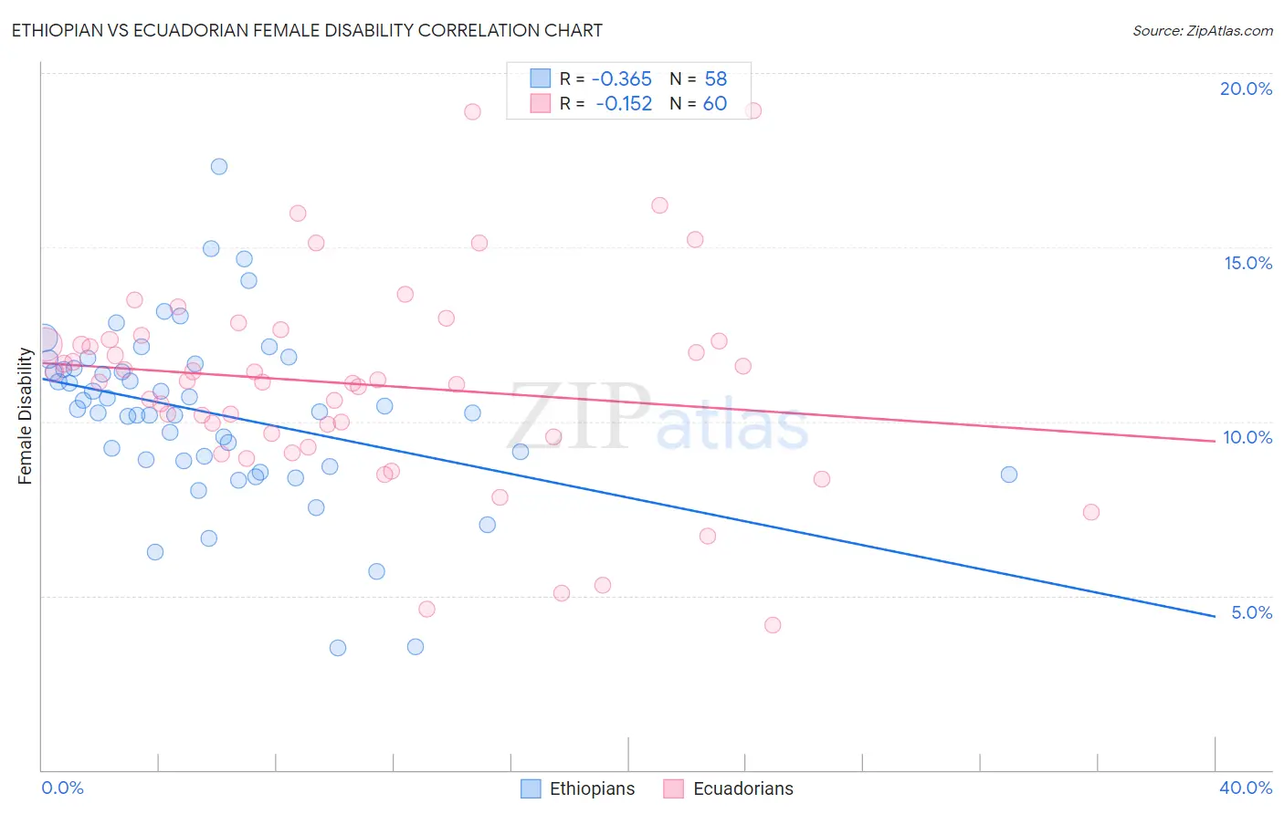 Ethiopian vs Ecuadorian Female Disability