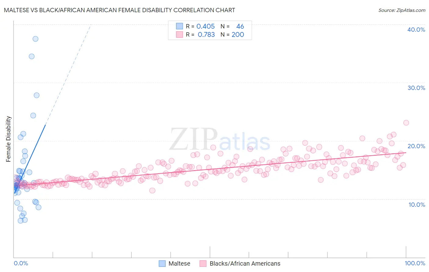 Maltese vs Black/African American Female Disability