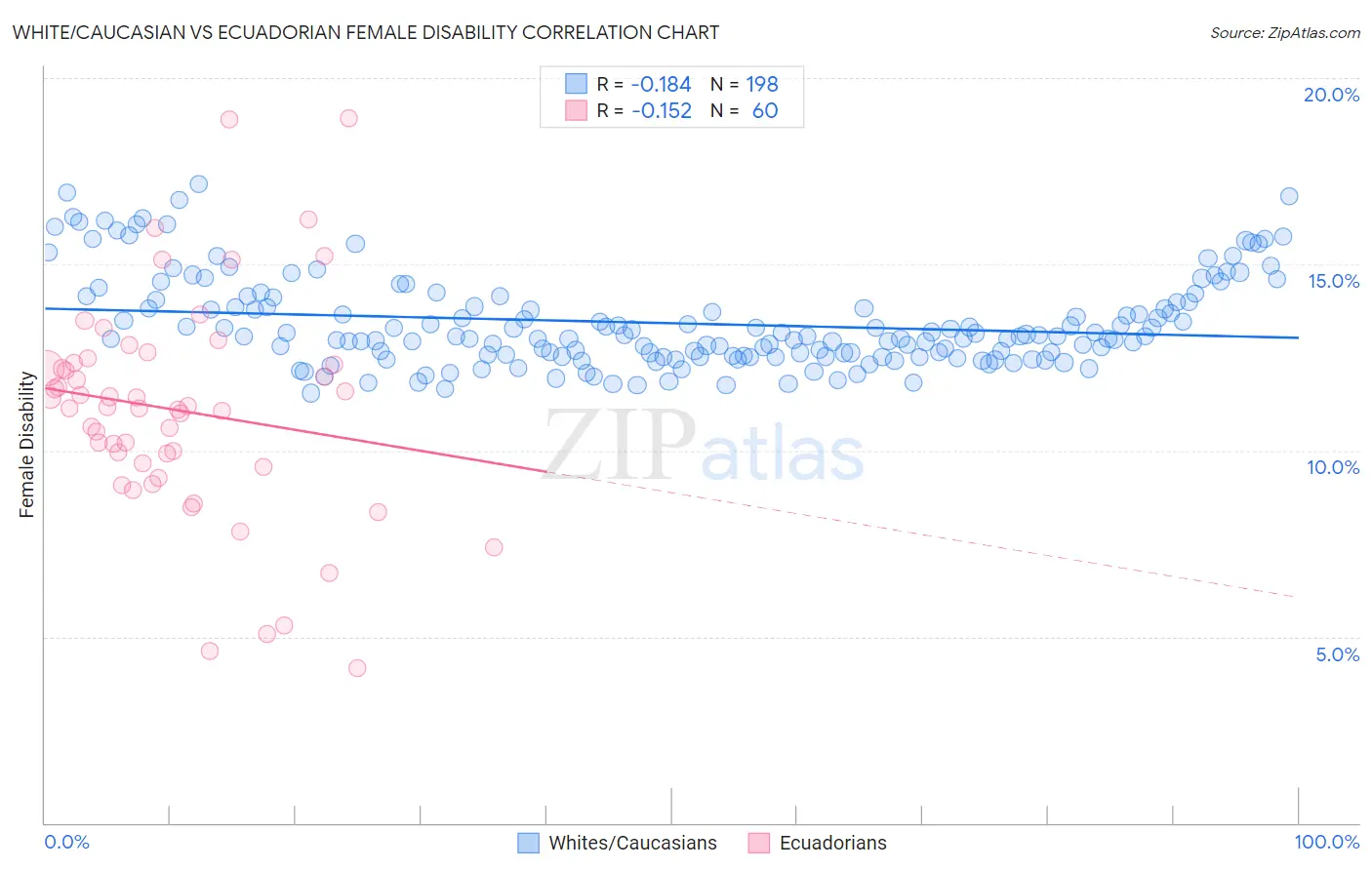 White/Caucasian vs Ecuadorian Female Disability