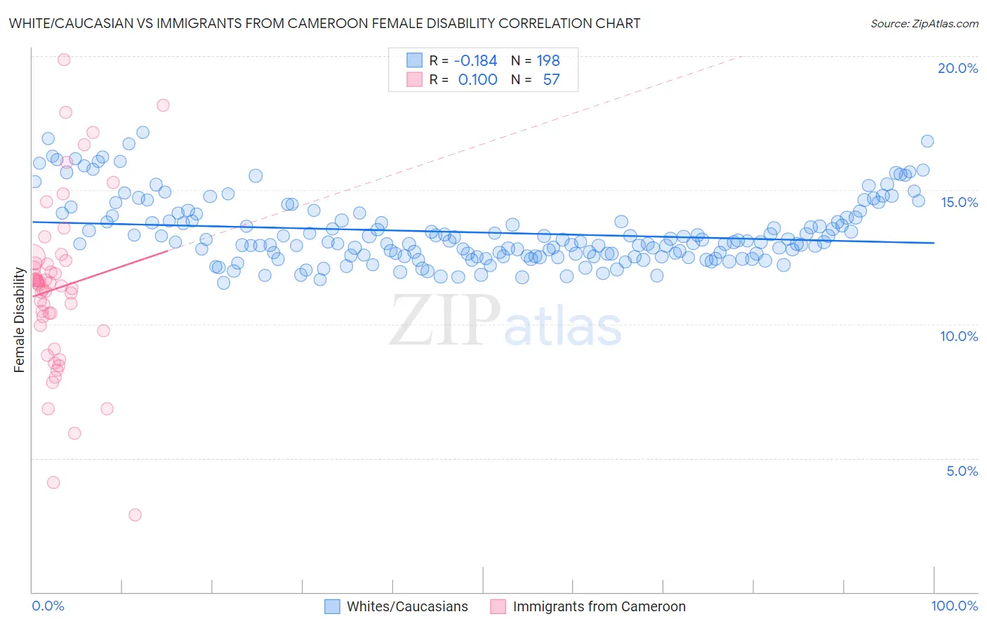 White/Caucasian vs Immigrants from Cameroon Female Disability