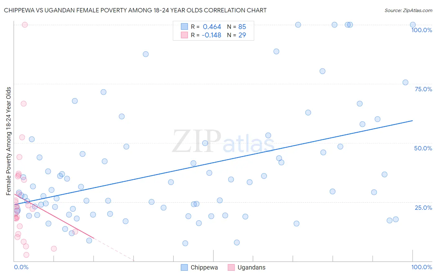 Chippewa vs Ugandan Female Poverty Among 18-24 Year Olds