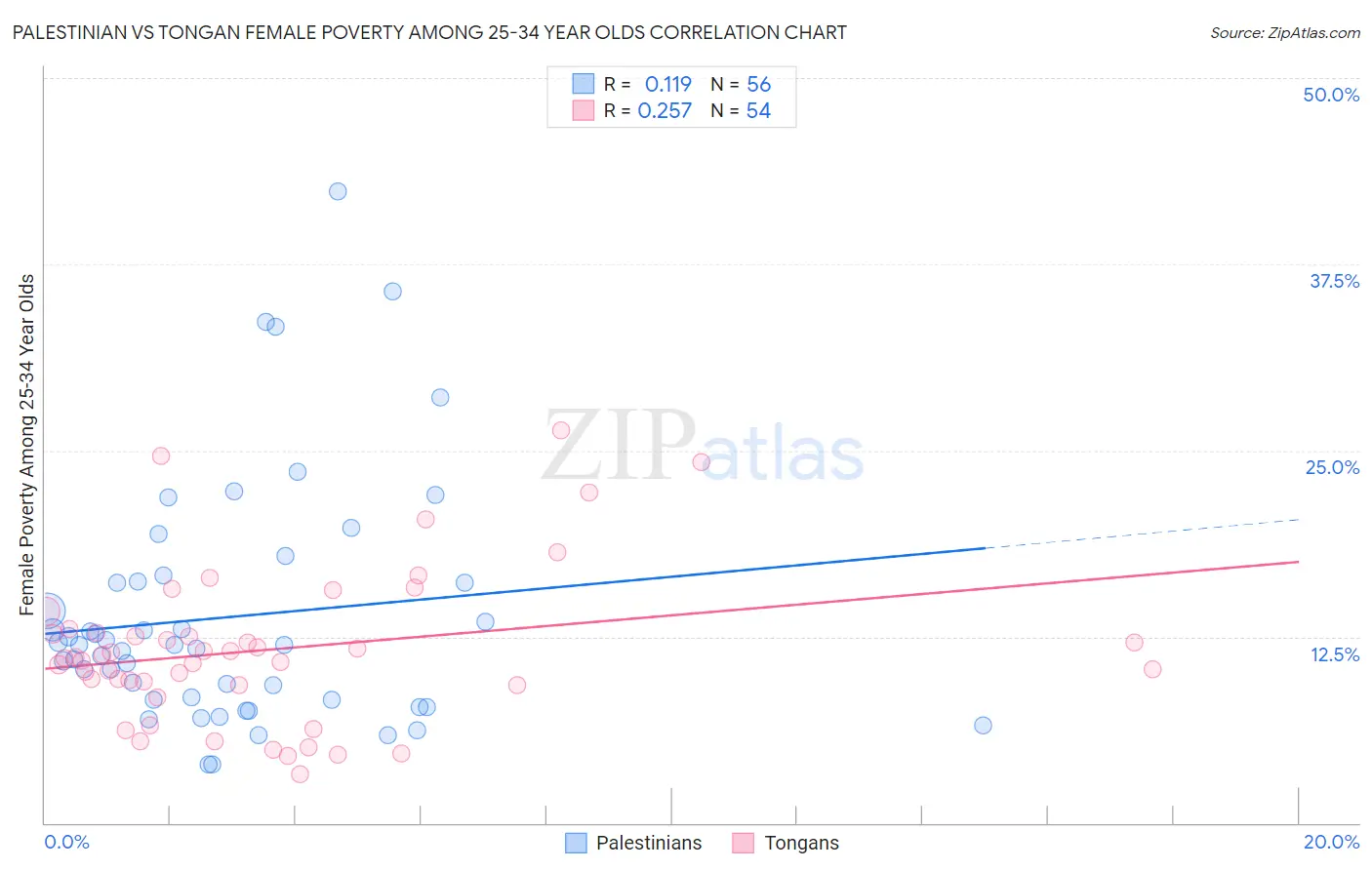 Palestinian vs Tongan Female Poverty Among 25-34 Year Olds