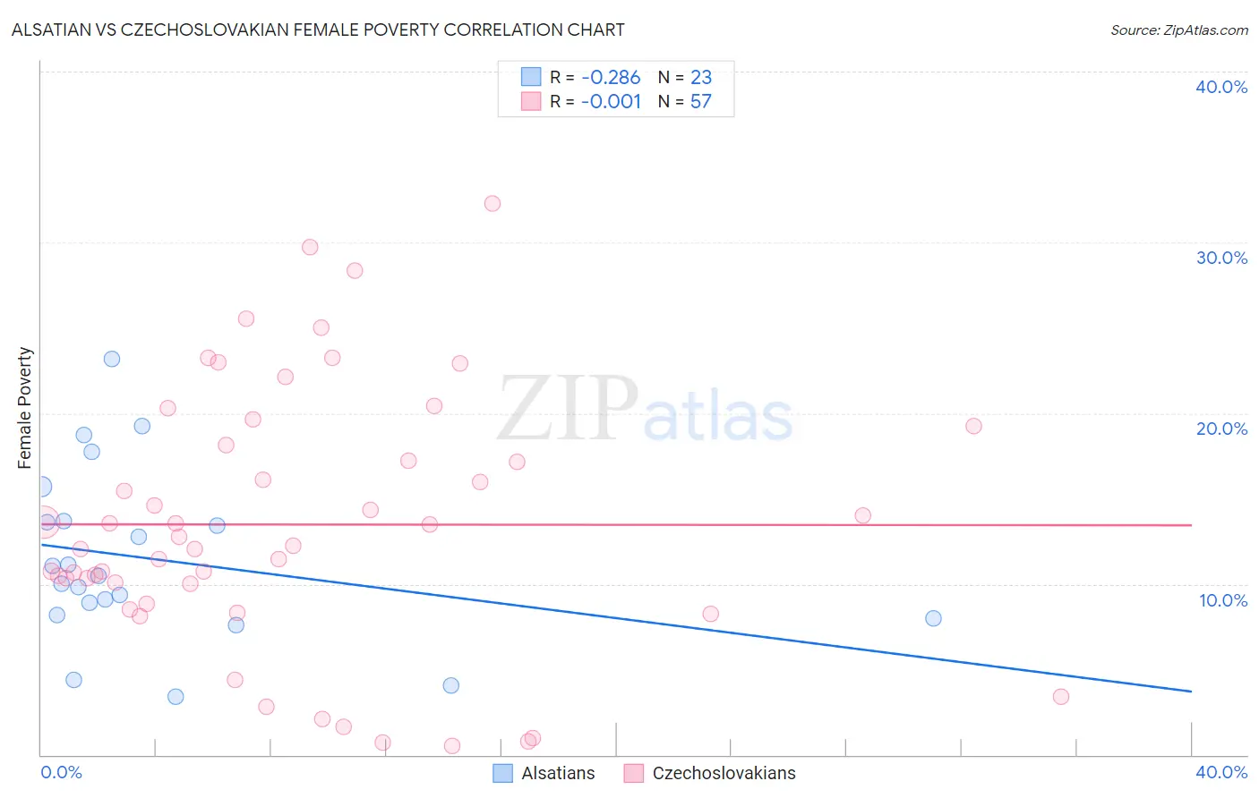 Alsatian vs Czechoslovakian Female Poverty