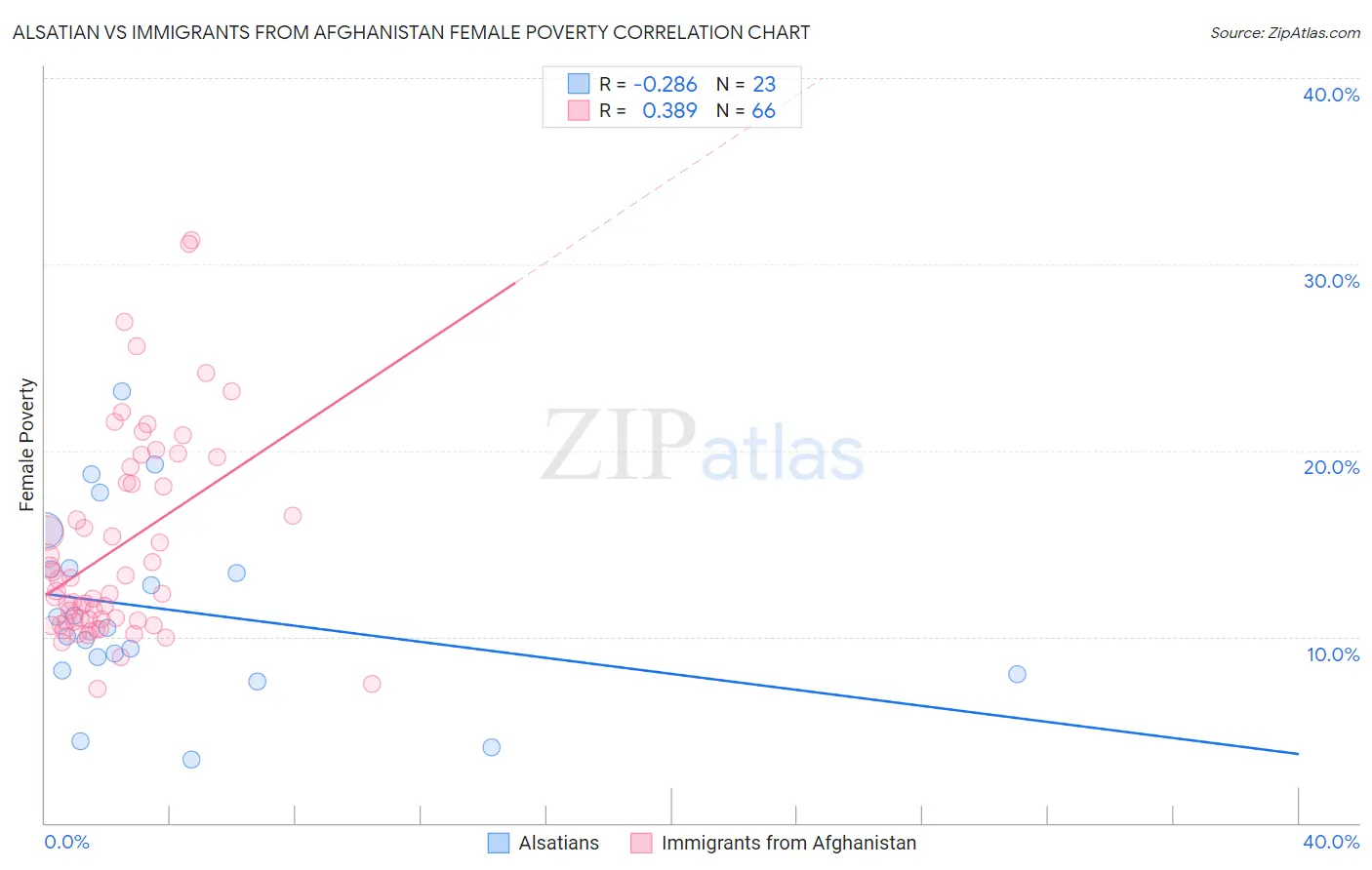 Alsatian vs Immigrants from Afghanistan Female Poverty