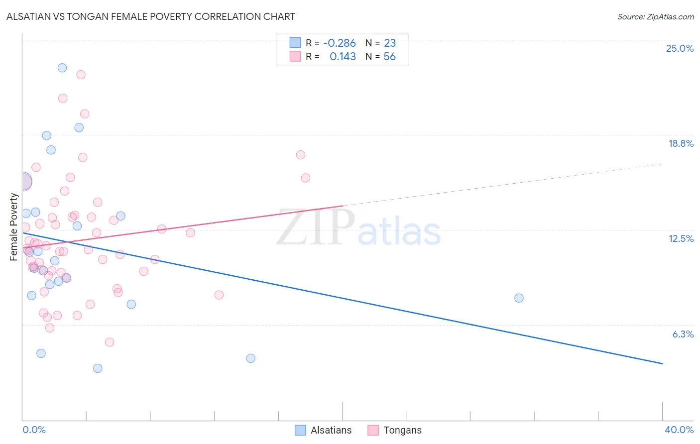 Alsatian vs Tongan Female Poverty