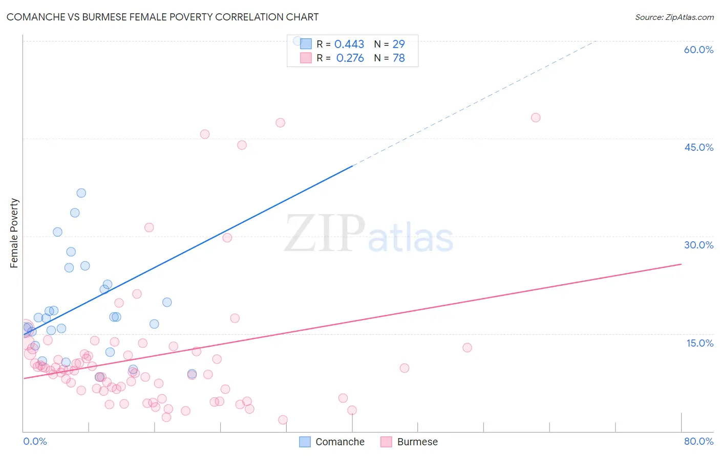 Comanche vs Burmese Female Poverty