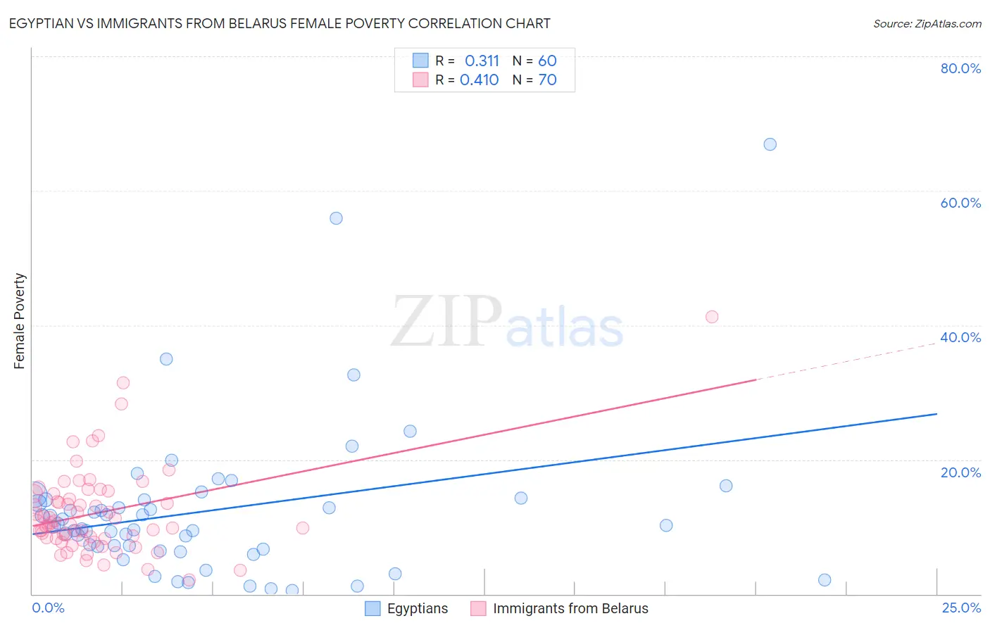 Egyptian vs Immigrants from Belarus Female Poverty