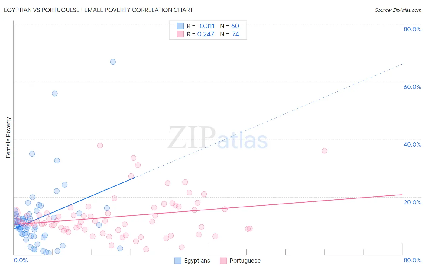 Egyptian vs Portuguese Female Poverty