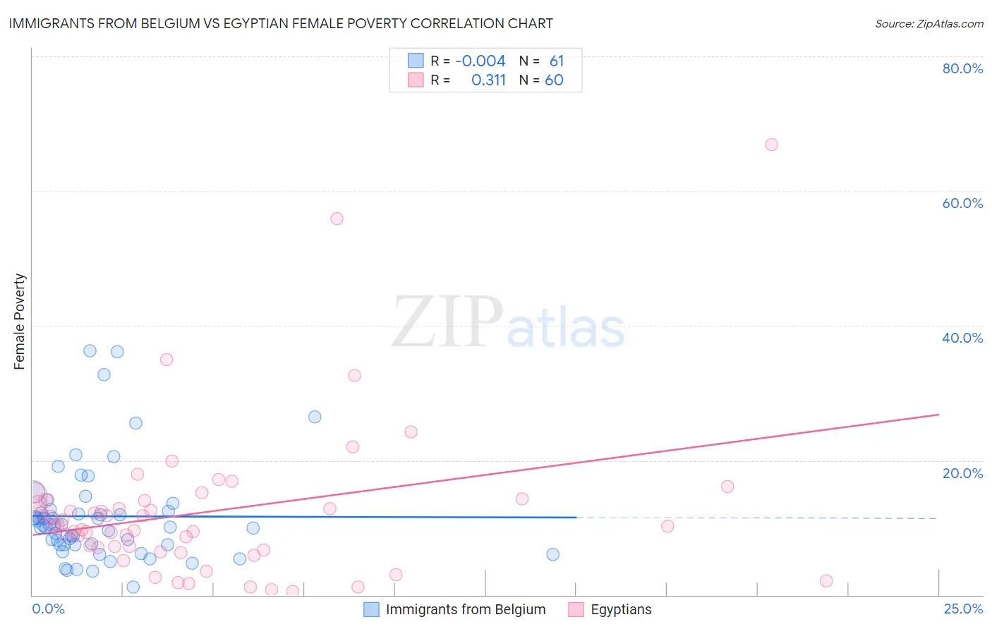 Immigrants from Belgium vs Egyptian Female Poverty