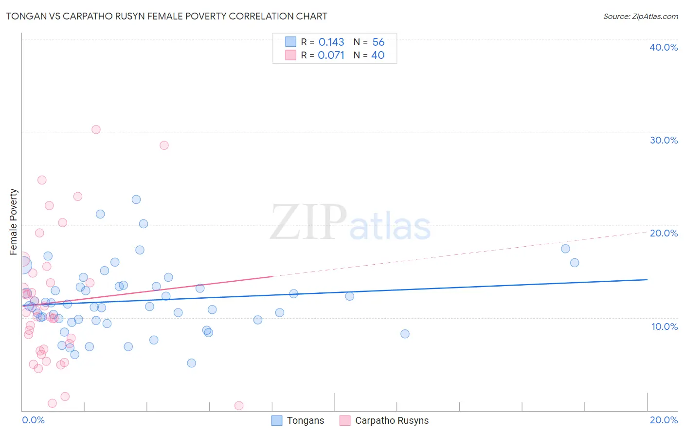 Tongan vs Carpatho Rusyn Female Poverty