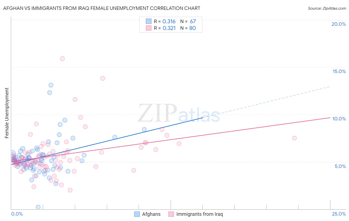 Afghan vs Immigrants from Iraq Female Unemployment