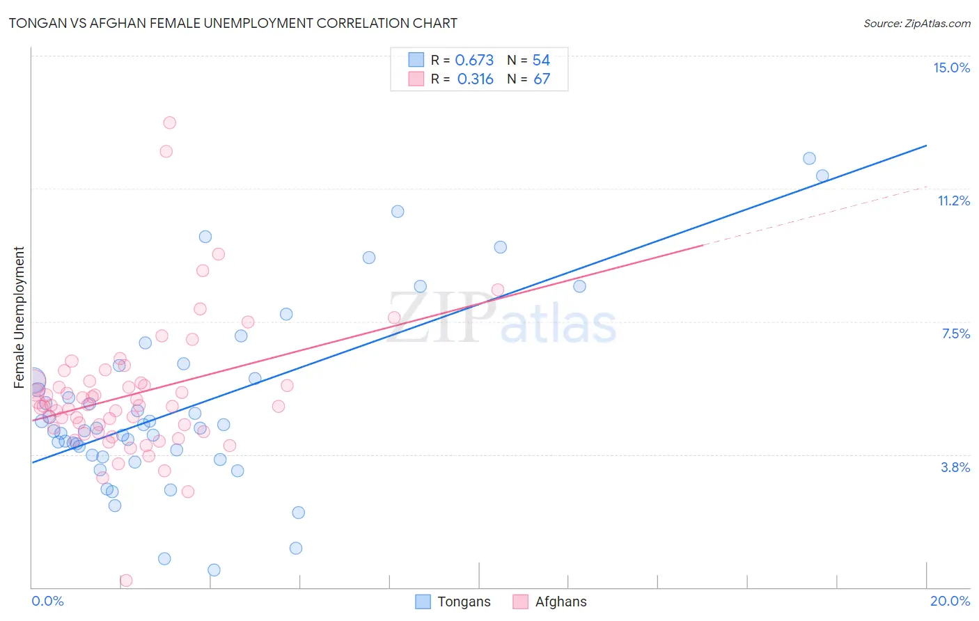Tongan vs Afghan Female Unemployment