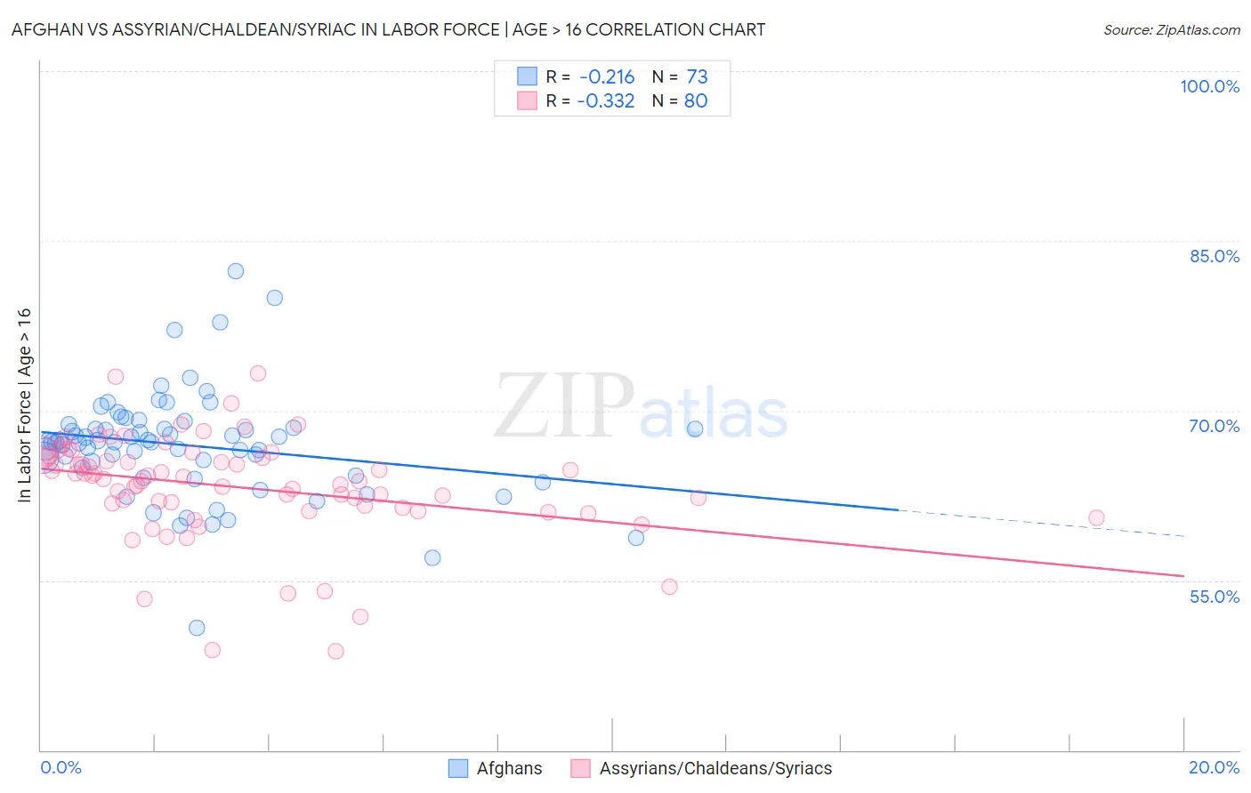 Afghan vs Assyrian/Chaldean/Syriac In Labor Force | Age > 16