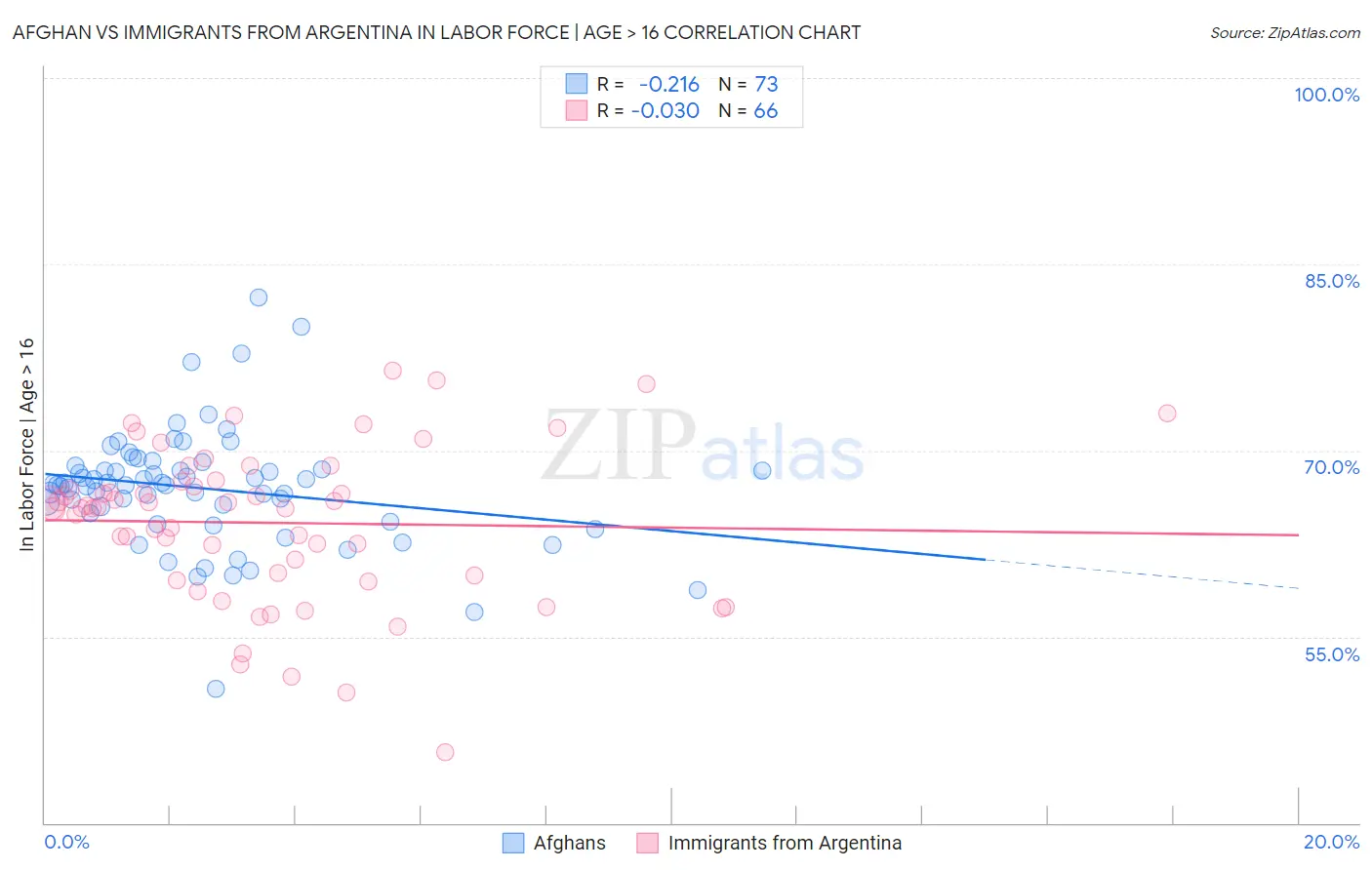 Afghan vs Immigrants from Argentina In Labor Force | Age > 16