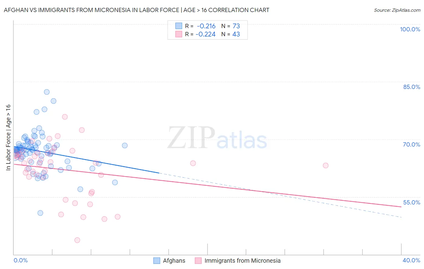 Afghan vs Immigrants from Micronesia In Labor Force | Age > 16