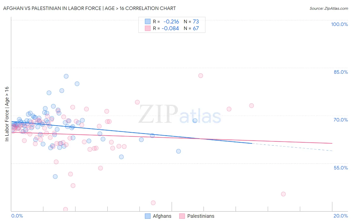 Afghan vs Palestinian In Labor Force | Age > 16