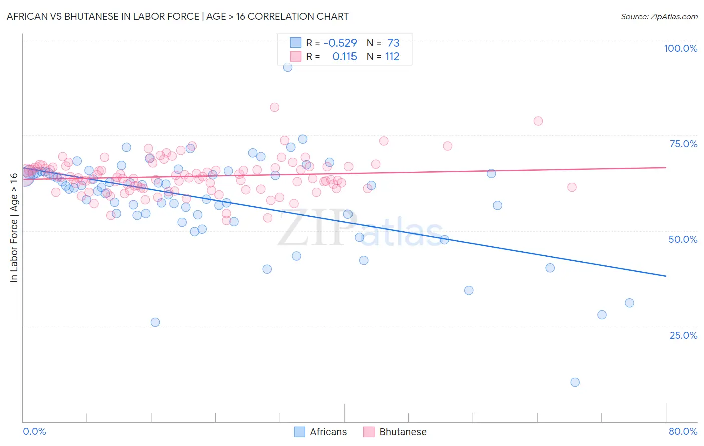 African vs Bhutanese In Labor Force | Age > 16