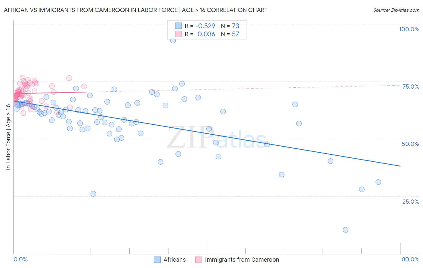 African vs Immigrants from Cameroon In Labor Force | Age > 16