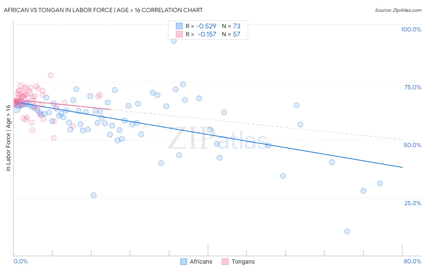 African vs Tongan In Labor Force | Age > 16