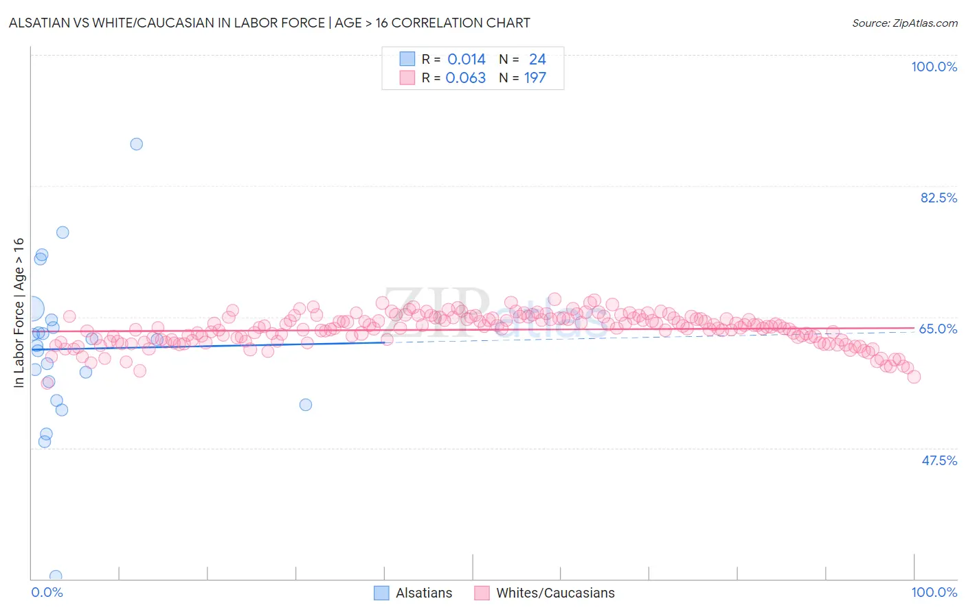 Alsatian vs White/Caucasian In Labor Force | Age > 16