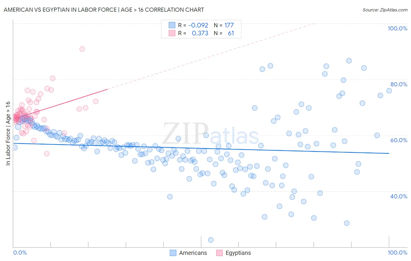 American vs Egyptian In Labor Force | Age > 16