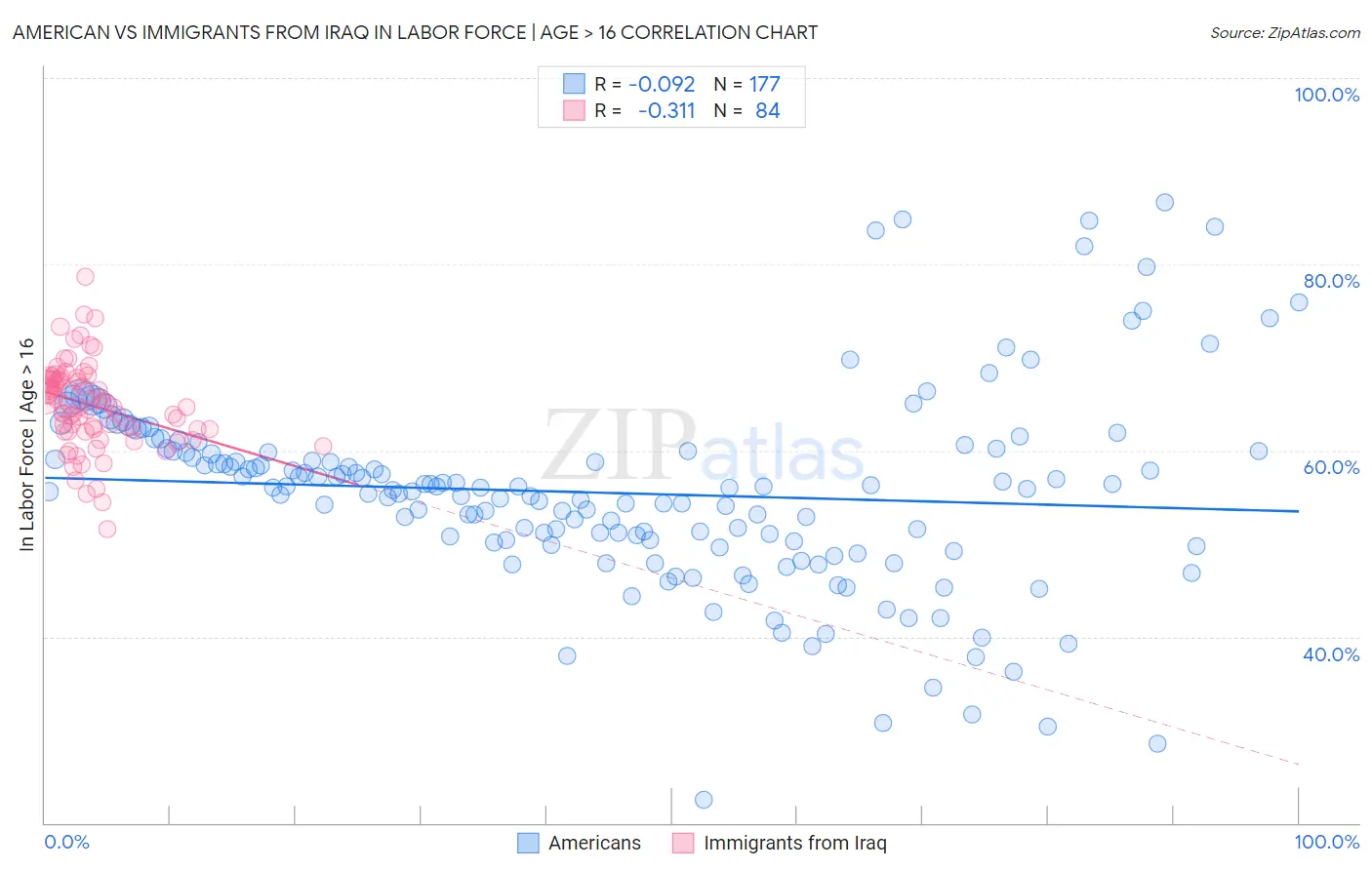 American vs Immigrants from Iraq In Labor Force | Age > 16