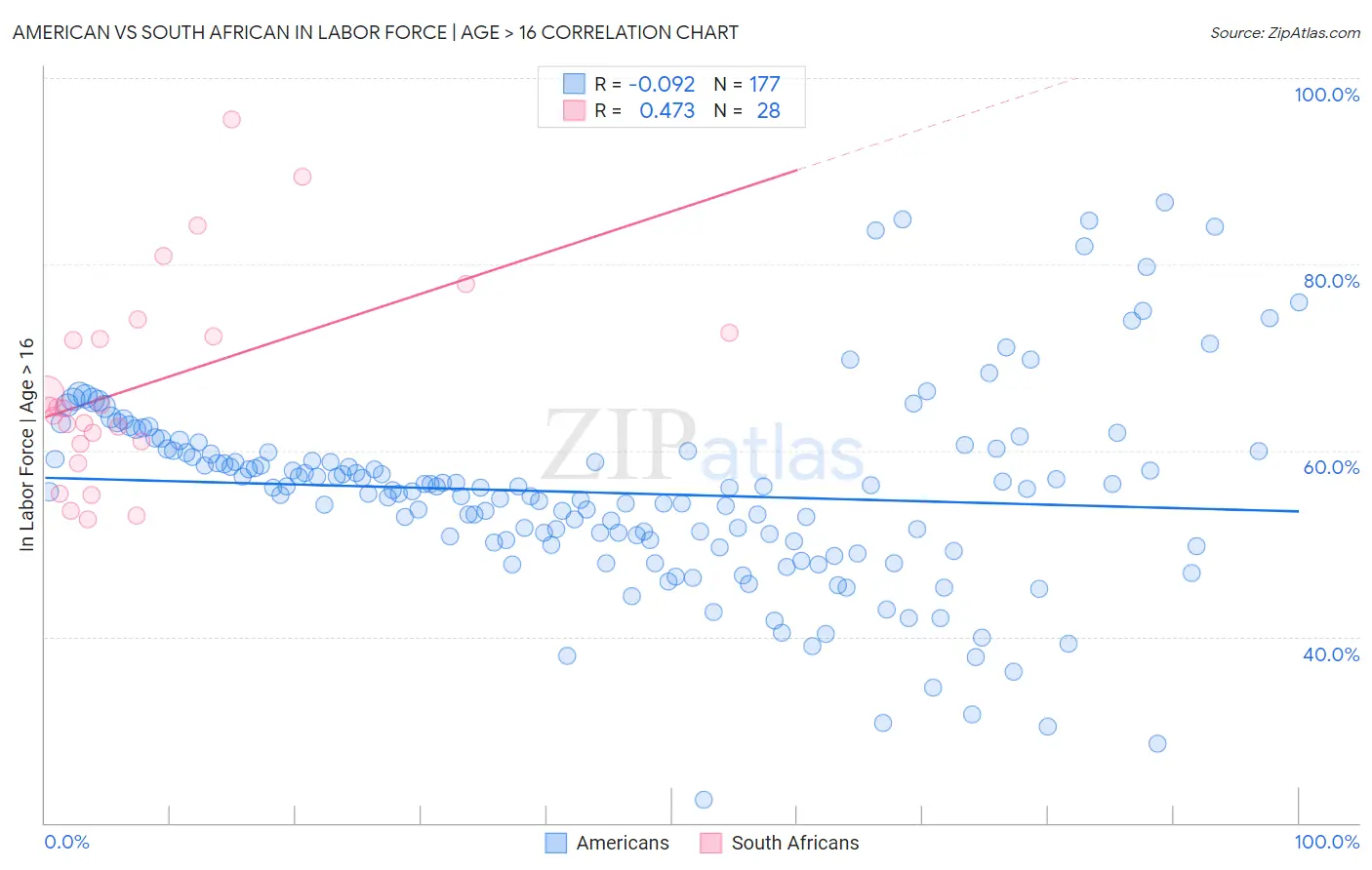 American vs South African In Labor Force | Age > 16