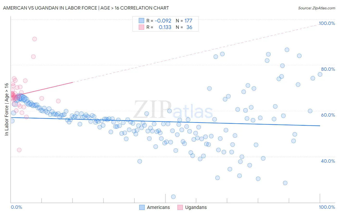 American vs Ugandan In Labor Force | Age > 16