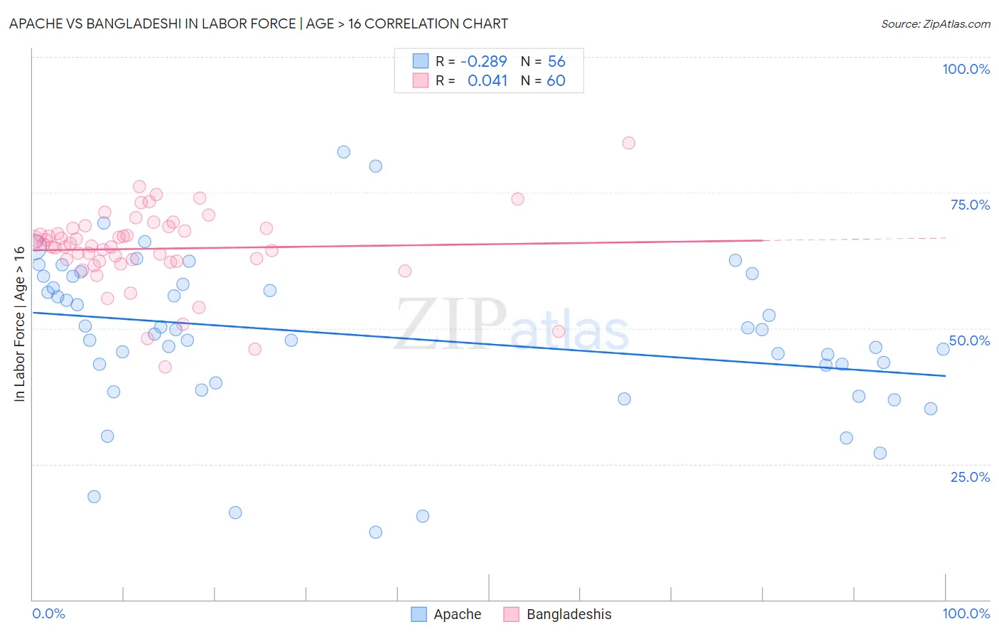 Apache vs Bangladeshi In Labor Force | Age > 16