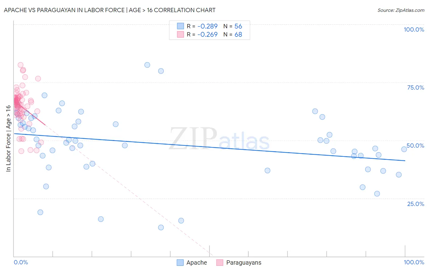 Apache vs Paraguayan In Labor Force | Age > 16
