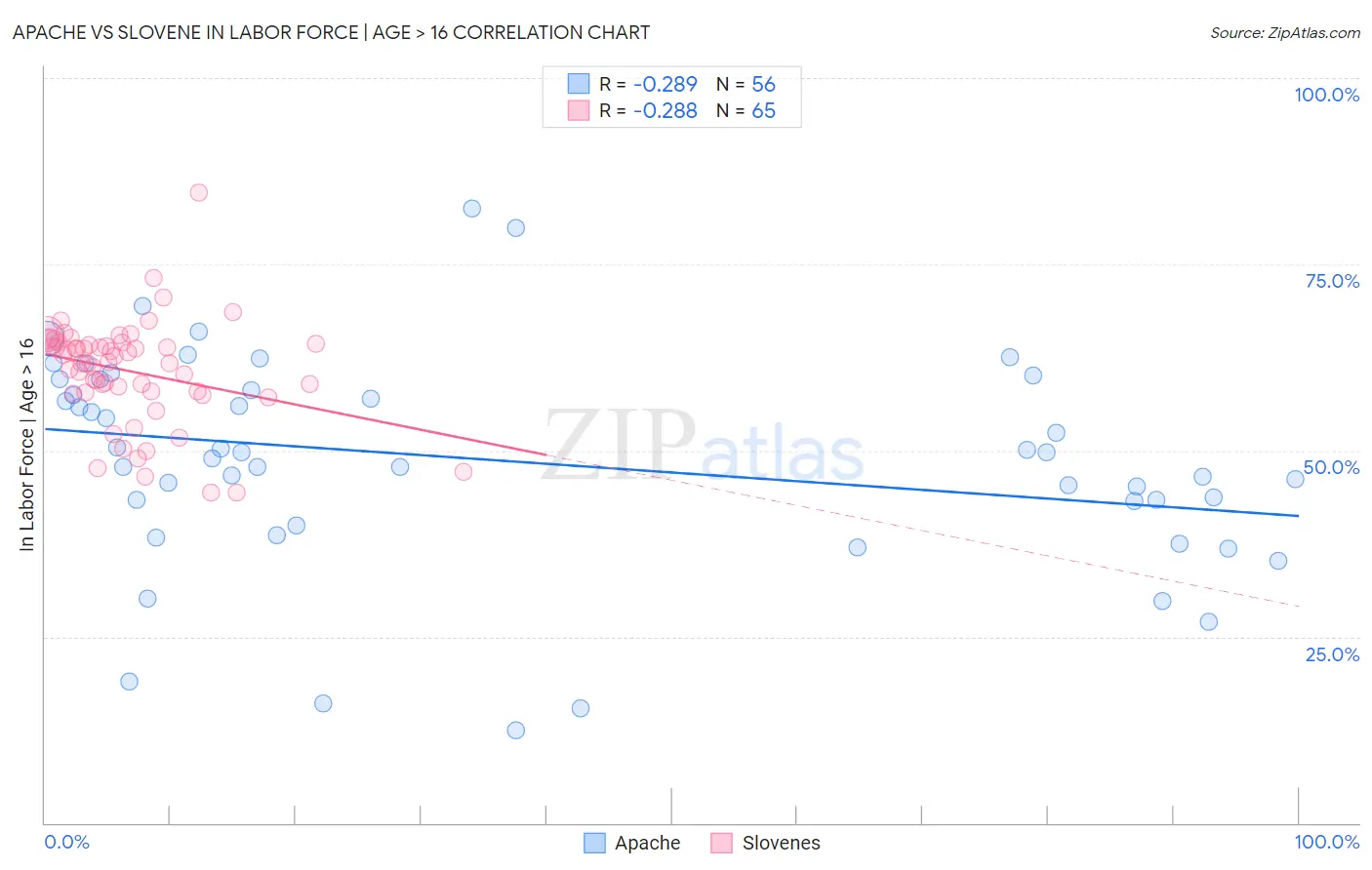 Apache vs Slovene In Labor Force | Age > 16