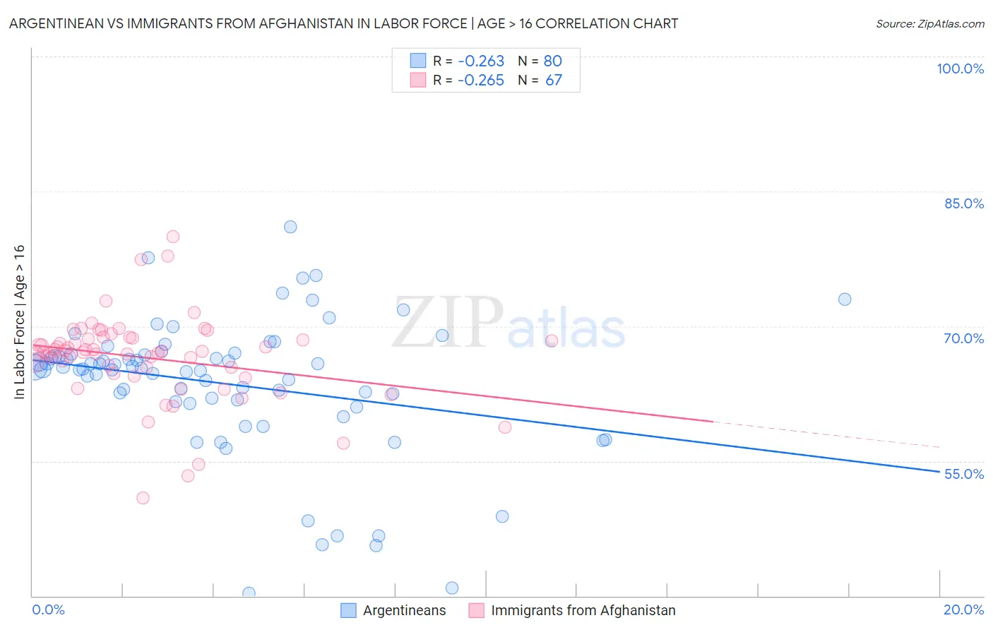 Argentinean vs Immigrants from Afghanistan In Labor Force | Age > 16