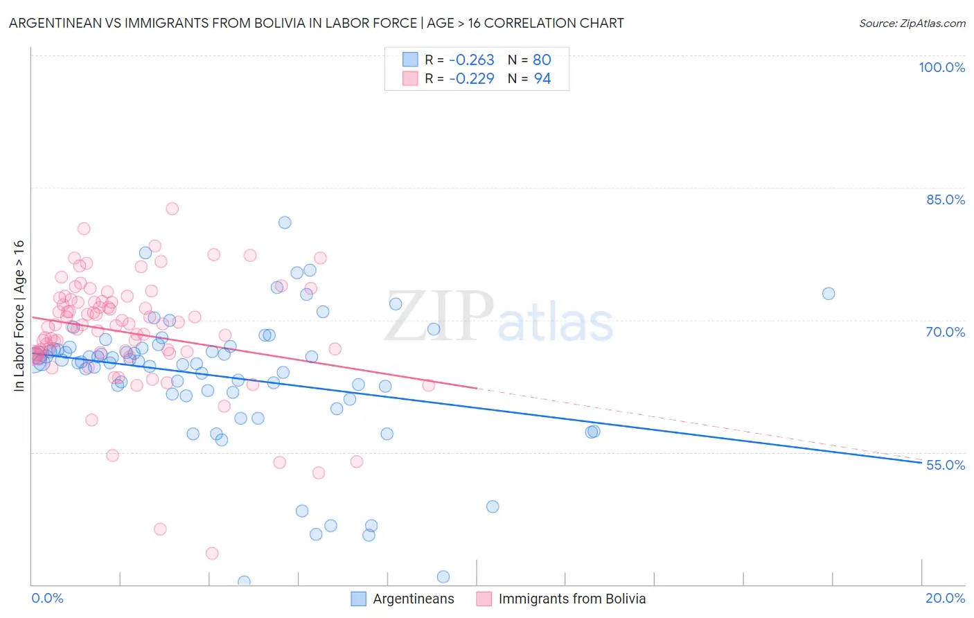 Argentinean vs Immigrants from Bolivia In Labor Force | Age > 16