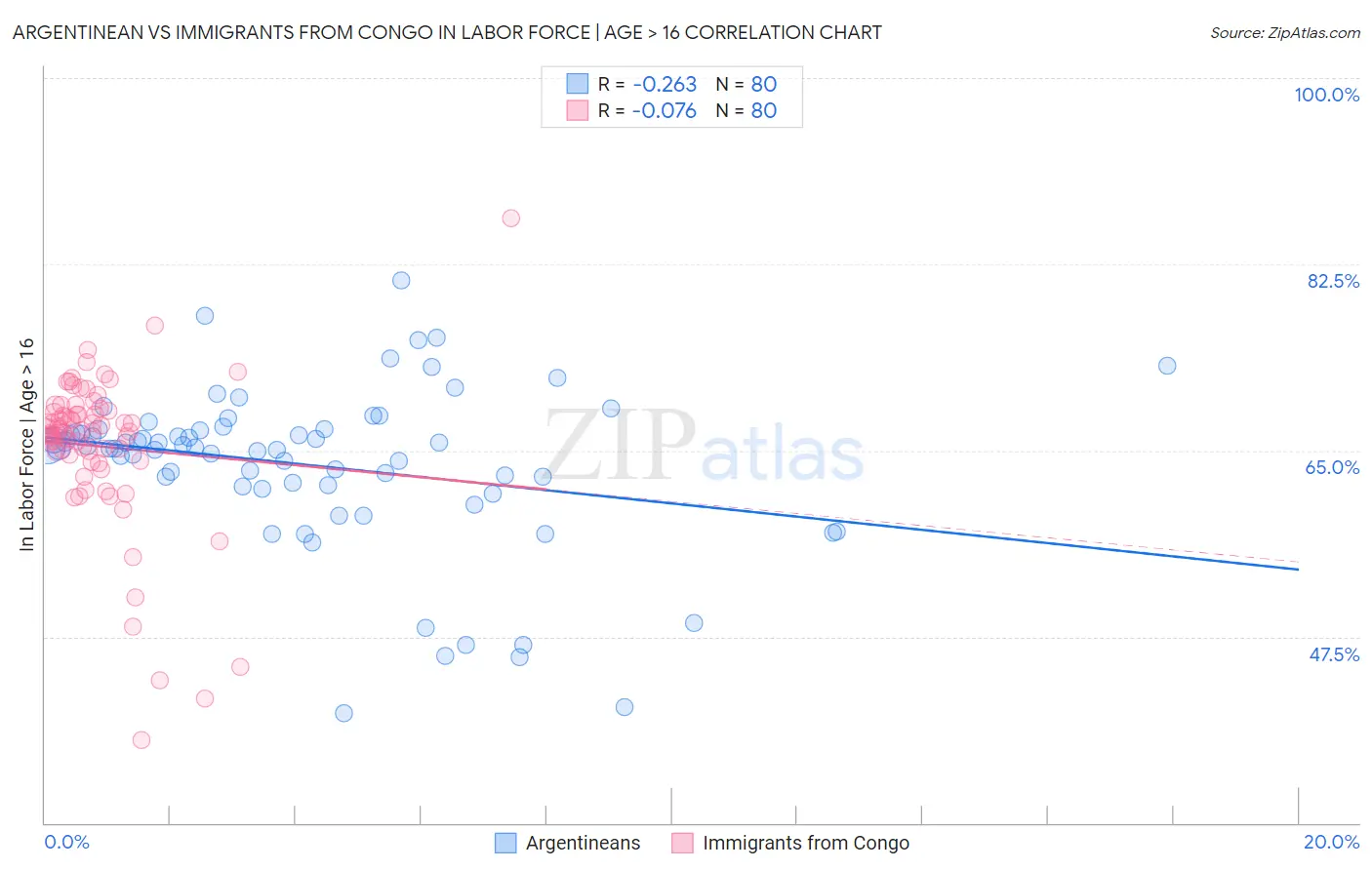 Argentinean vs Immigrants from Congo In Labor Force | Age > 16