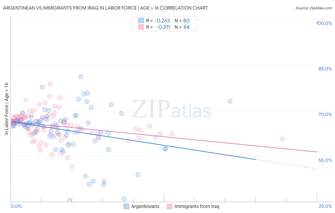 Argentinean vs Immigrants from Iraq In Labor Force | Age > 16