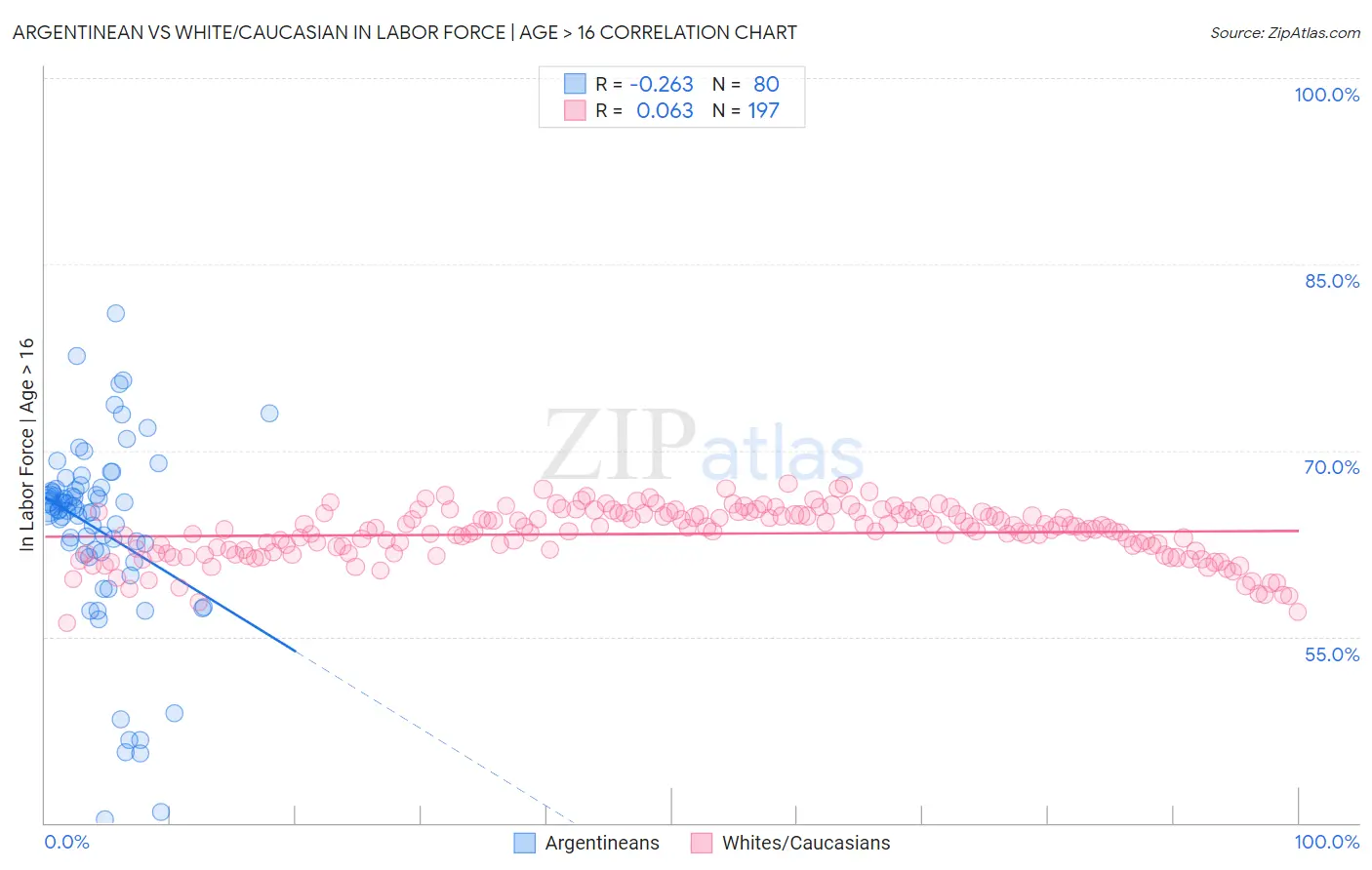 Argentinean vs White/Caucasian In Labor Force | Age > 16