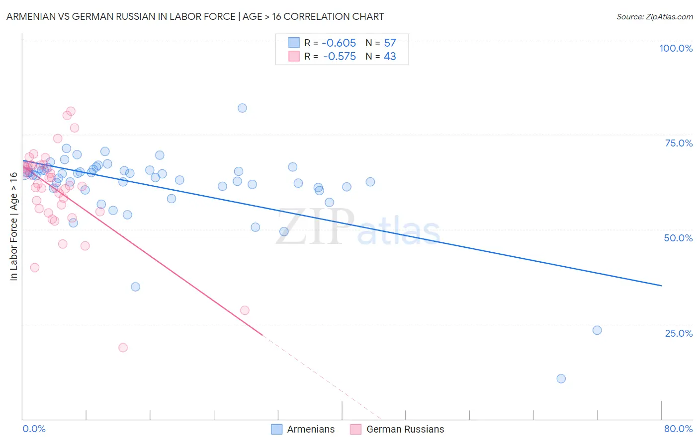 Armenian vs German Russian In Labor Force | Age > 16