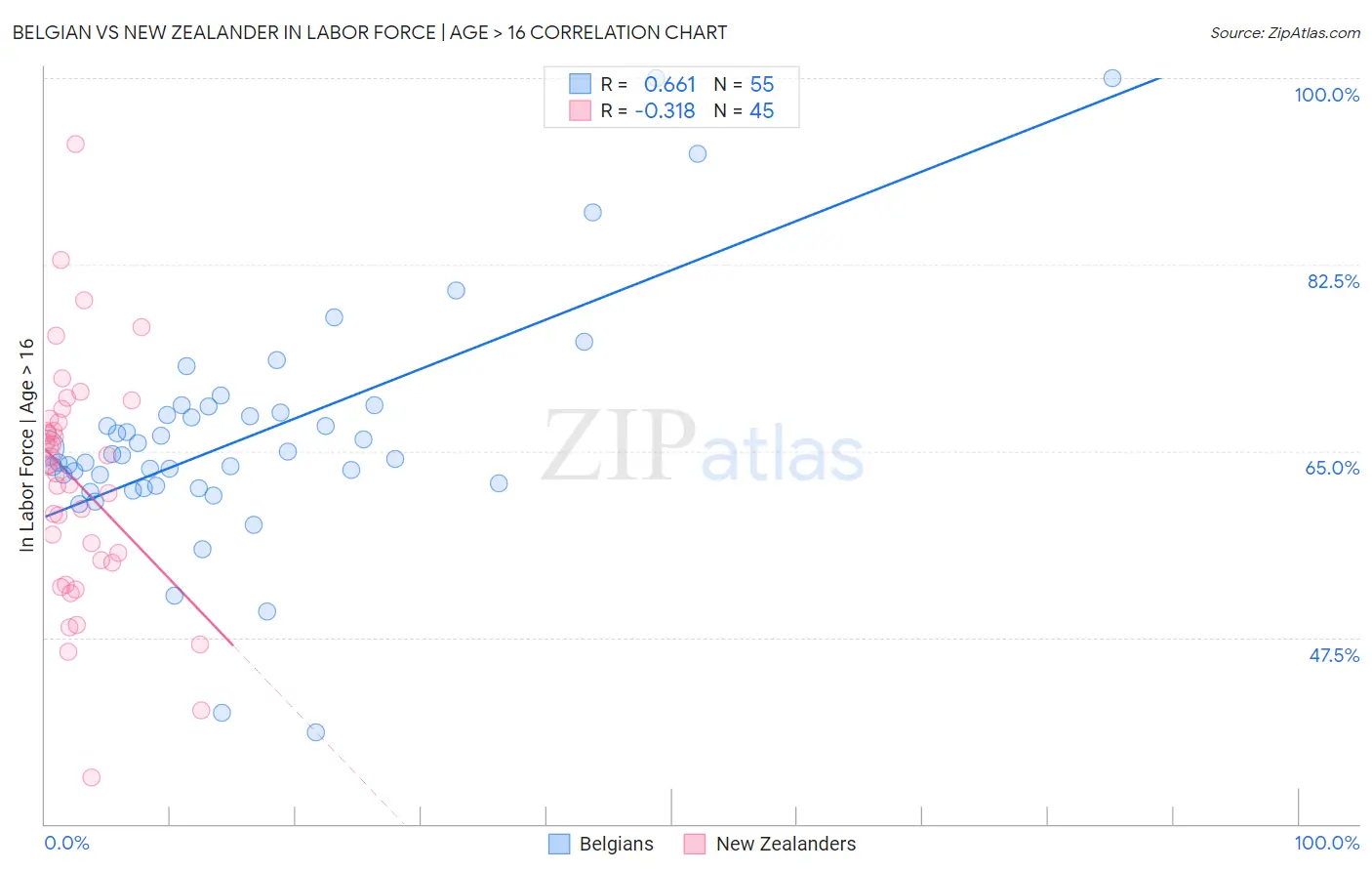 Belgian vs New Zealander In Labor Force | Age > 16