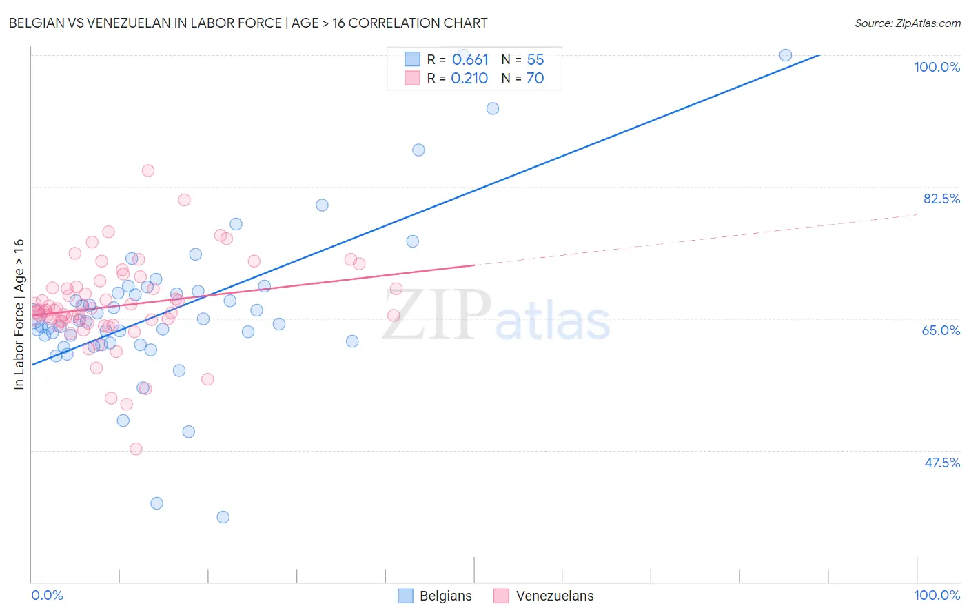 Belgian vs Venezuelan In Labor Force | Age > 16