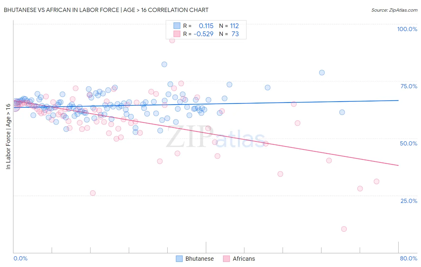 Bhutanese vs African In Labor Force | Age > 16