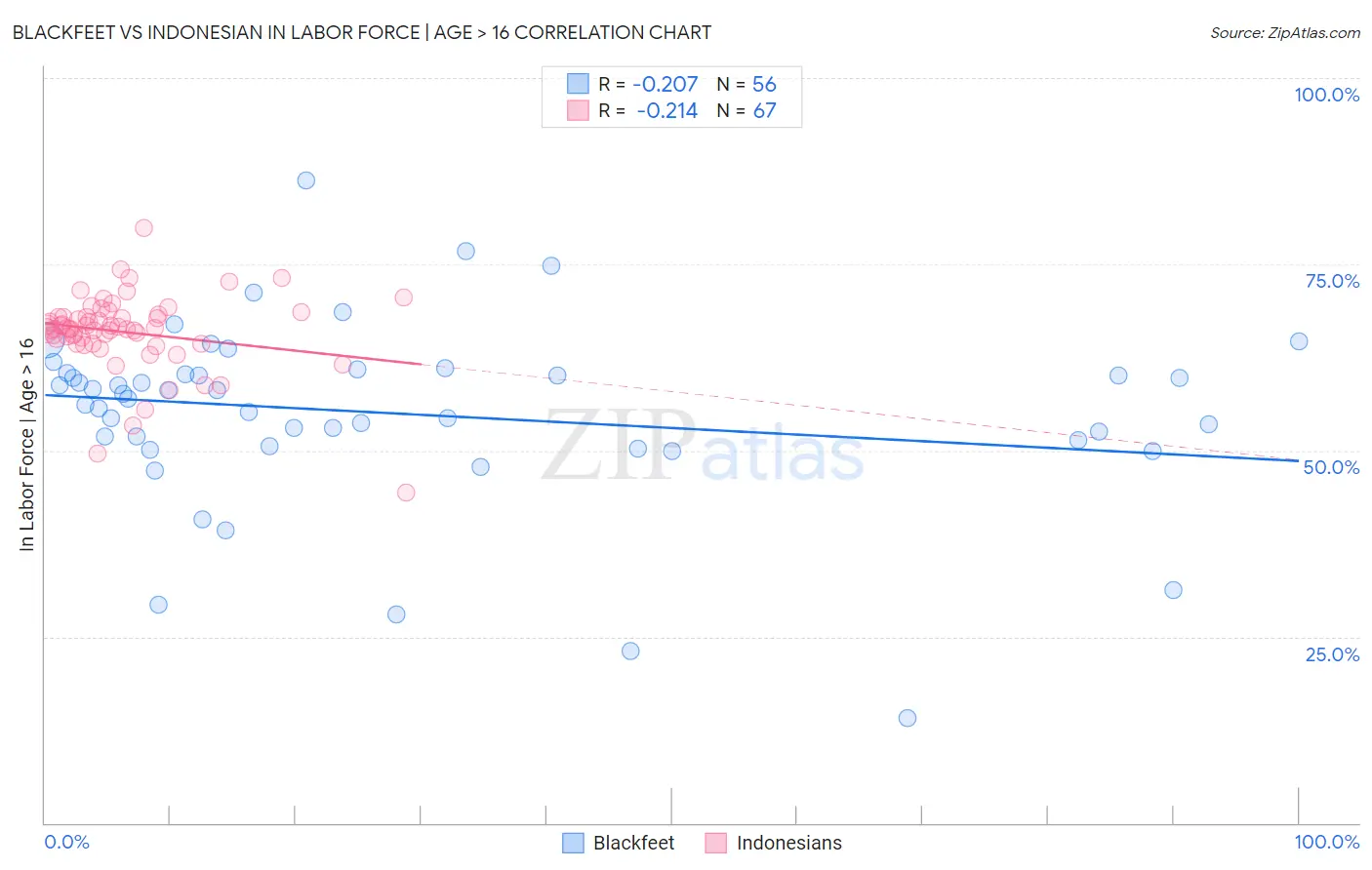 Blackfeet vs Indonesian In Labor Force | Age > 16