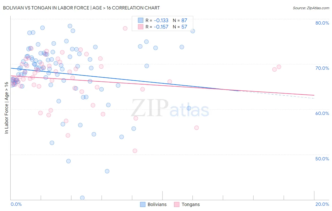 Bolivian vs Tongan In Labor Force | Age > 16