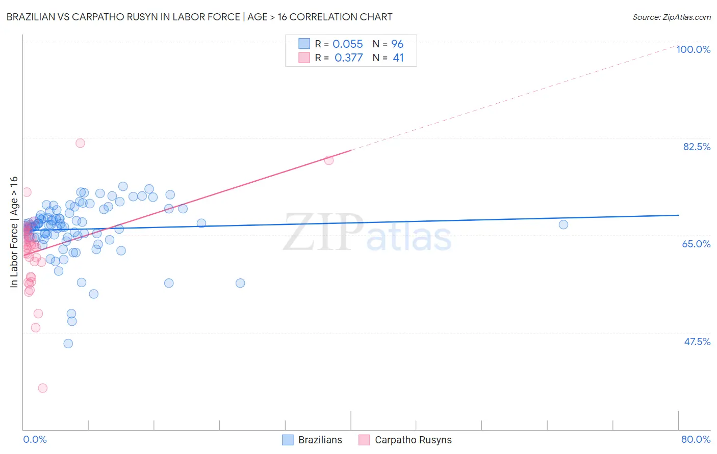Brazilian vs Carpatho Rusyn In Labor Force | Age > 16