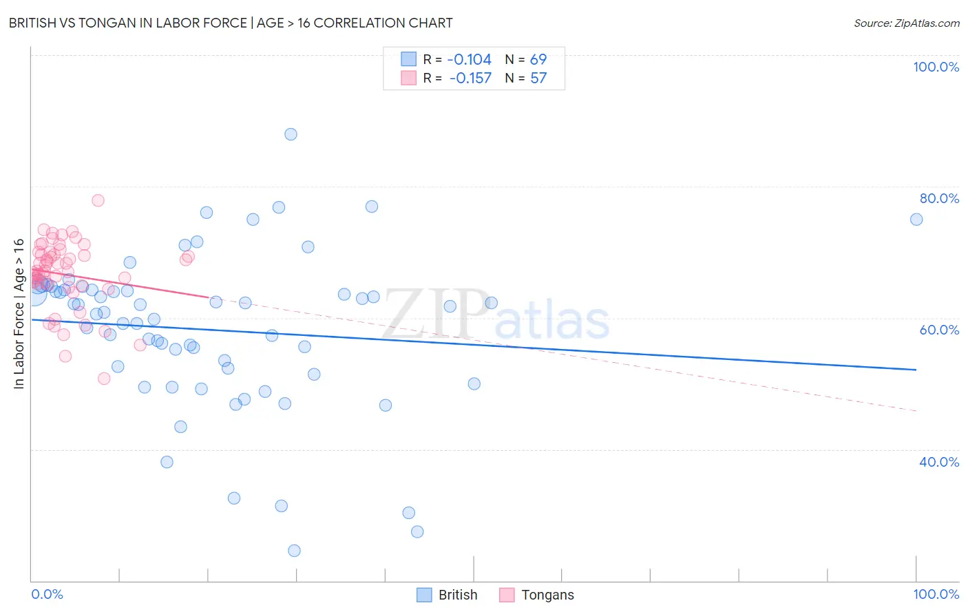 British vs Tongan In Labor Force | Age > 16