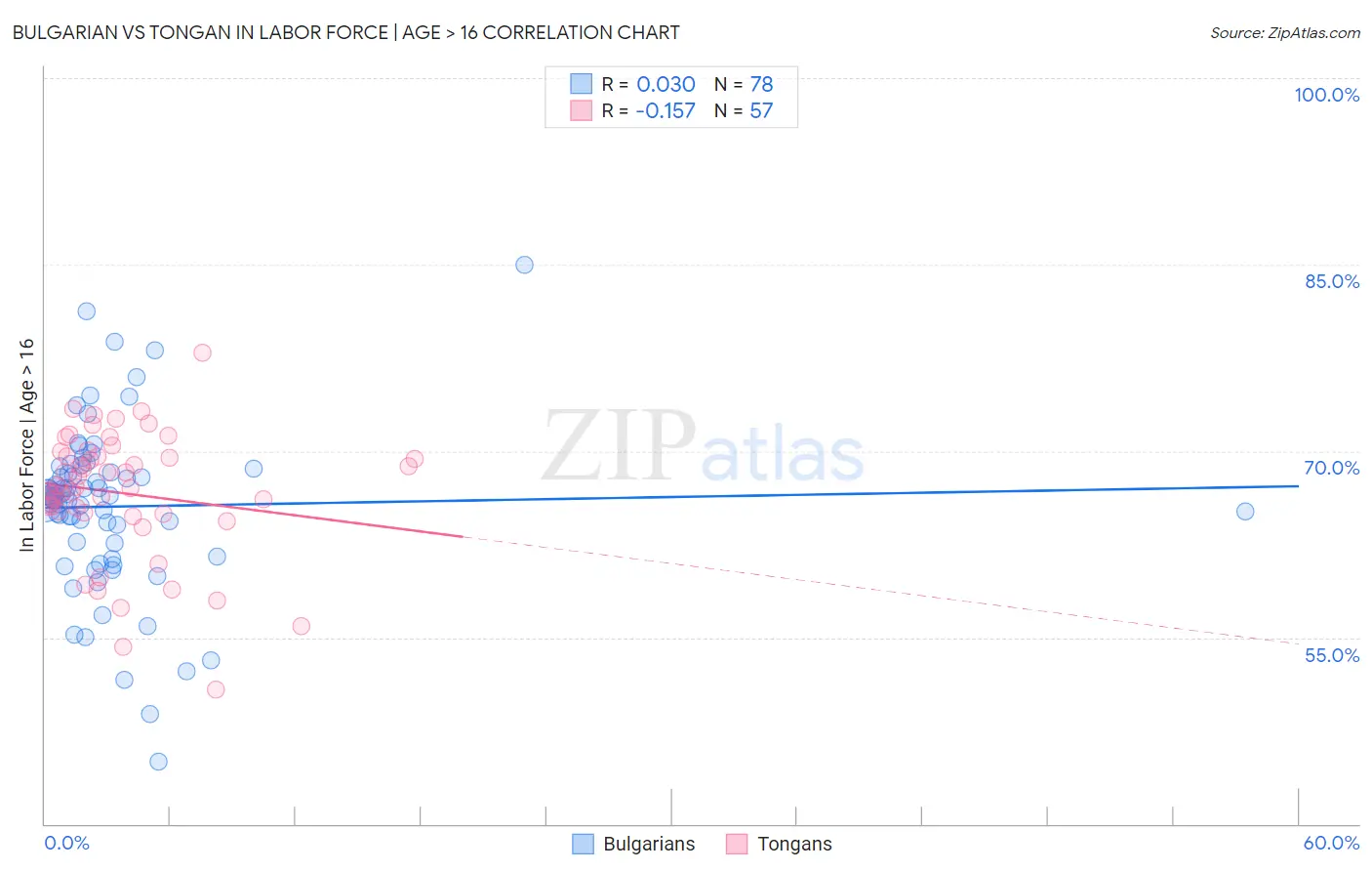 Bulgarian vs Tongan In Labor Force | Age > 16