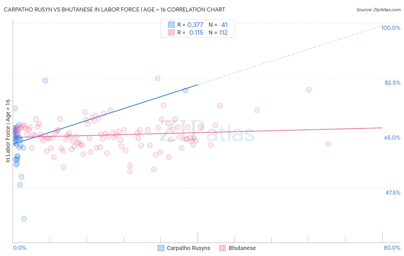 Carpatho Rusyn vs Bhutanese In Labor Force | Age > 16